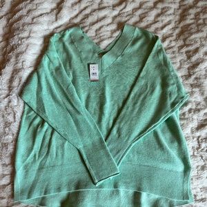 S- LOFT Mint green v neck drop shoulder sweater - NEW